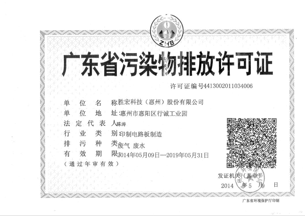 信息公開：金年會科技2015-2019年排污許可證